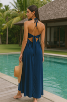 Cut Out Knotted Maxi Dress Navy