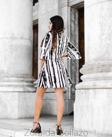 3/4 Uneven Stripes Dress