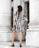 3/4 Uneven Stripes Dress