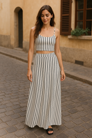 Black Striped Maxi Skirt Set