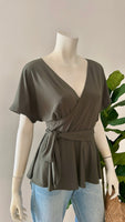 Olive Wrap Top