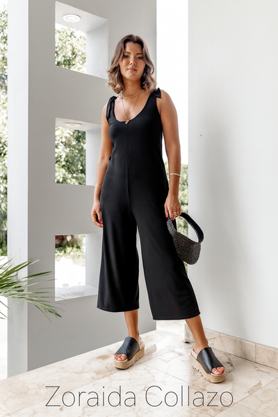 Black Double Knot Midi Jumpsuit