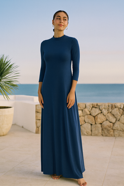 3/4 High Neck Maxi Dress