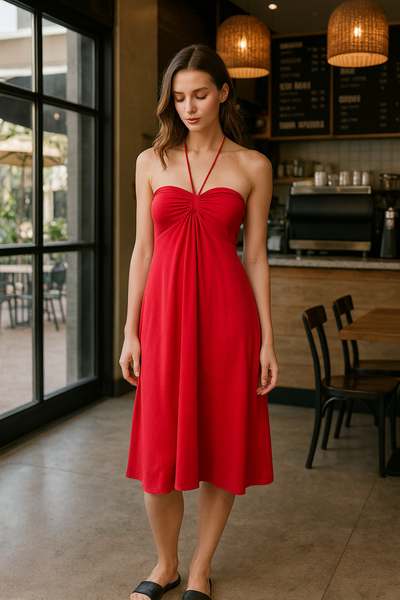 Rouge Halter Midi Dress