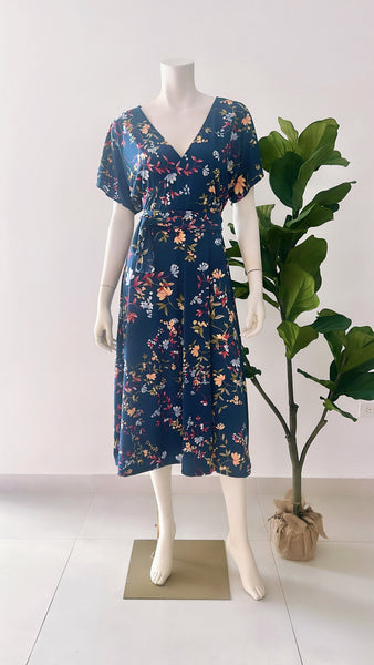Floral Wrap Midi Dress