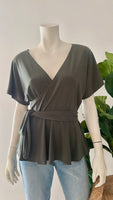Olive Wrap Top
