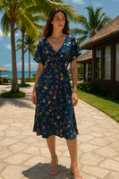 Floral Wrap Midi Dress