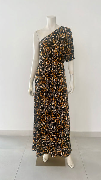 3/4 One Shoulder Autumn Maxi Dress