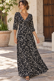 3/4 Noir Brush Maxi Dress