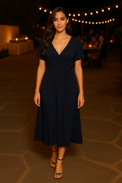 Índigo Wrap Dress (Dark Navy )