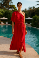 3/4 One Shoulder Maxi Dress Slit