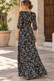 3/4 Noir Brush Maxi Dress