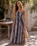 Striped Washed Belted Maxi