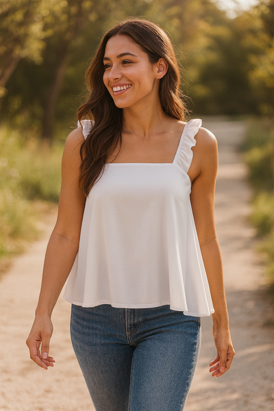Ruffle Top - White