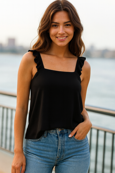 Ruffle Top - Black