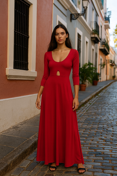 3/4 Cut Out Maxi Dress