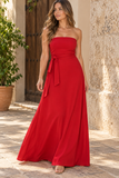 Red Belted Maxi Dress