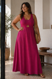 Magenta Cut Out Maxi Dress