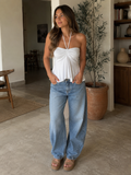 String Halter Top -White