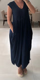 OS Mini Cap Sleeve Maxi dress- Navy