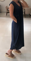 OS Mini Cap Sleeve Maxi dress- Navy