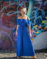 Off Shoulder Royal Maxi Dress