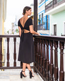 Knotted Black Midi Dress