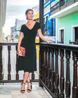 Knotted Black Midi Dress