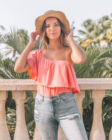 One Shoulder Coral top