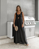 Deep Neck Black Maxi