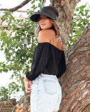 3/4 Off Shoulder Black Top