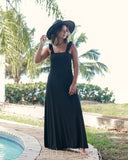 Ruffle Straps Maxi Dress (Black)