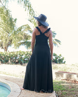 Ruffle Straps Maxi Dress (Black)