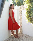 Backless Red Midi Dress