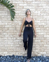 Front knot Jumpsuit - Black