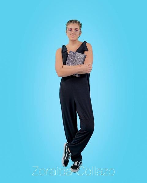 Double Knot Side Open Jumpsuit - Black