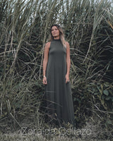 Olive High Neck Maxi