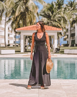 Black V Neck Slit Maxi Dress